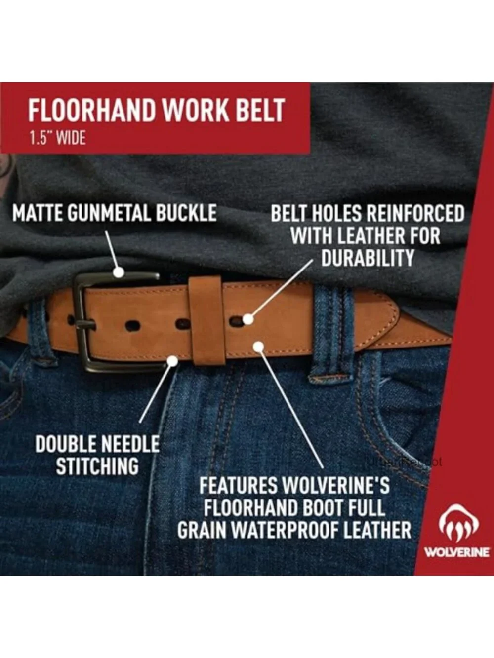 Genuine Nubuck Full Grain Leather Heavy Duty Work Belt with Metal Buckle